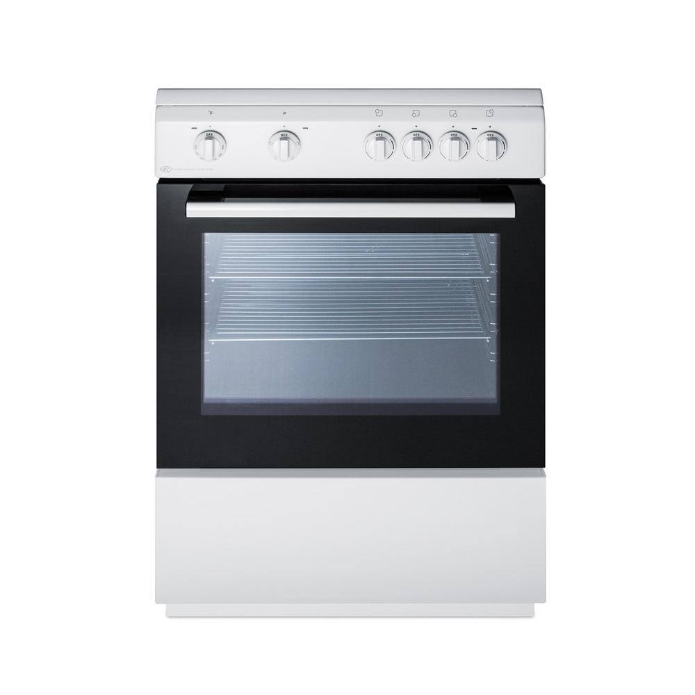 Summit Appliance 24 in. 2.4 cu. ft. Slide-In Electric Range in White and Black CLRE24WH