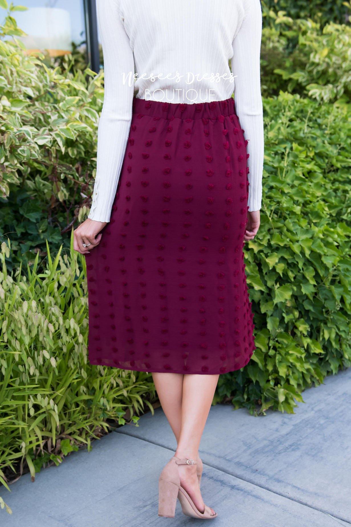 Burgundy Swiss dot Skirt