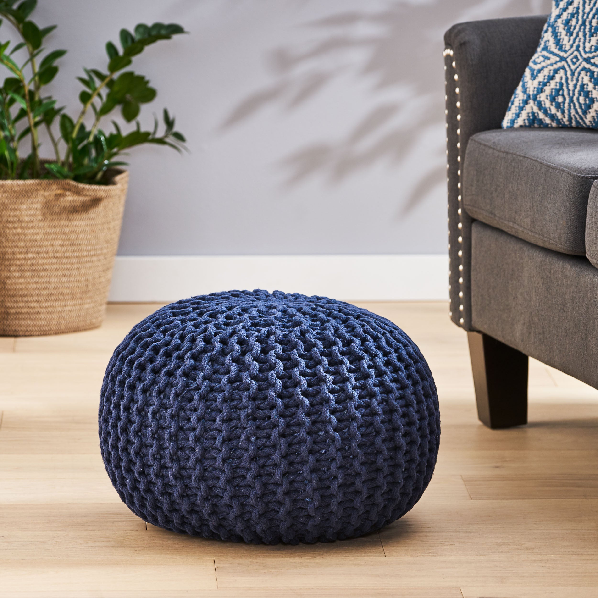 Poona Handcrafted Modern Cotton Pouf