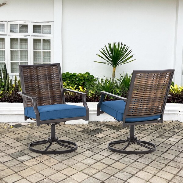 EROMMY Swivel Patio Dining Chairs Set of 2，Outdoor Wicker Aluminum Swivel Chair，Swivel Rocker with AllWeather Aluminum Frame