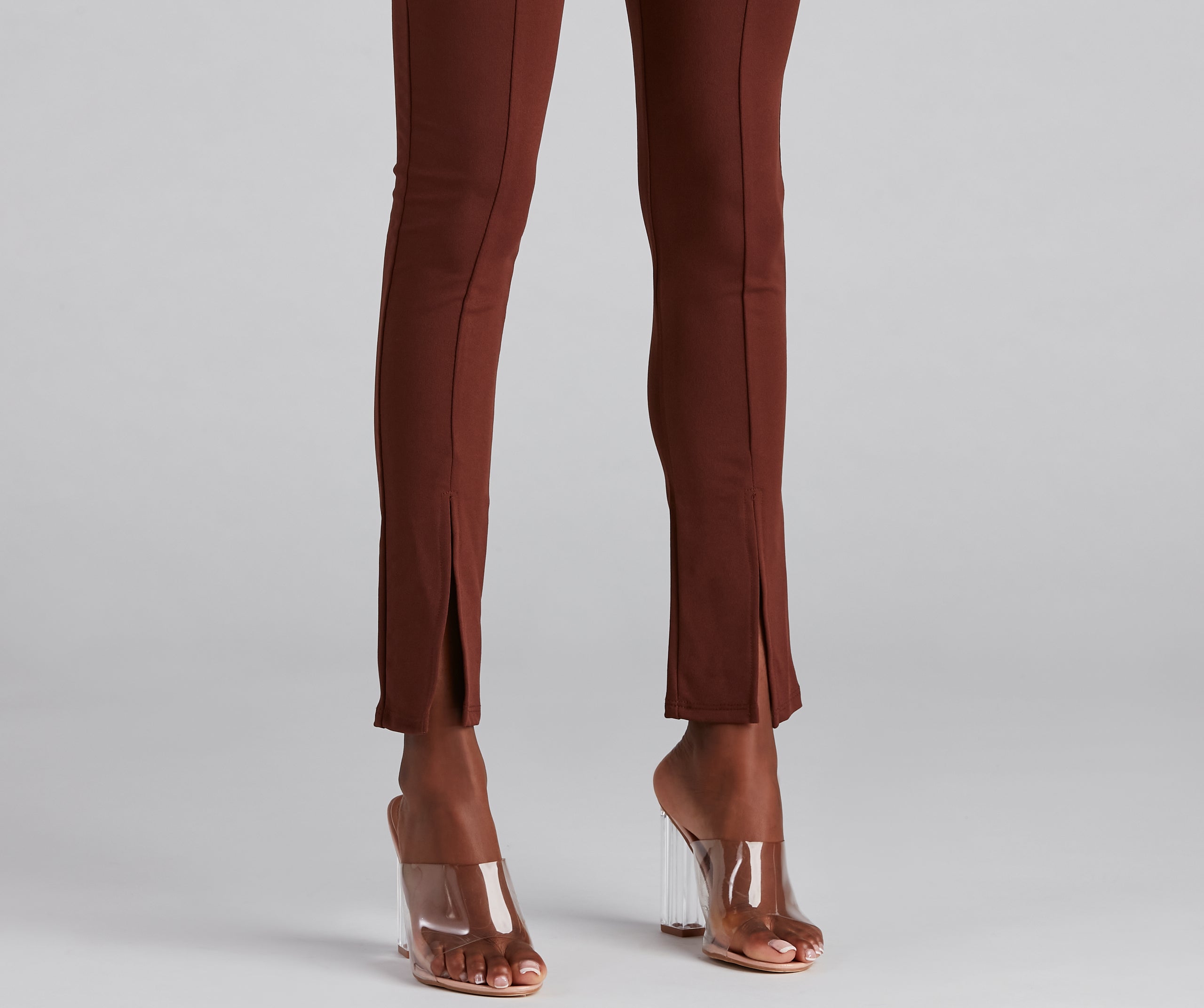 Trendy Split Hem High-Rise Pants