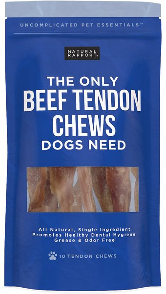 Natural Rapport The Only Beef Tendon Chews Dogs Need Hard Chew Dog Treats， 10 count