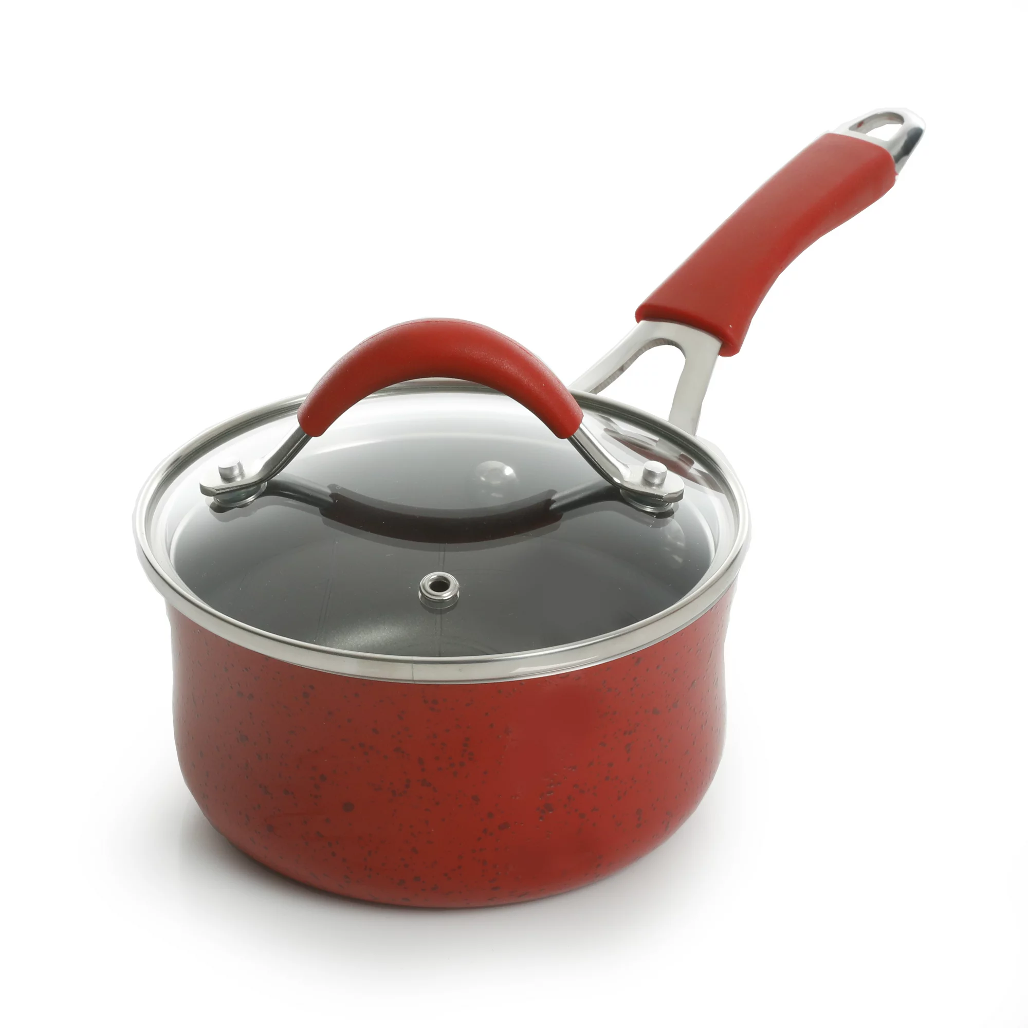 The Pioneer Woman Frontier Speckle 10-Piece Aluminum Nonstick Cookware Set， Red