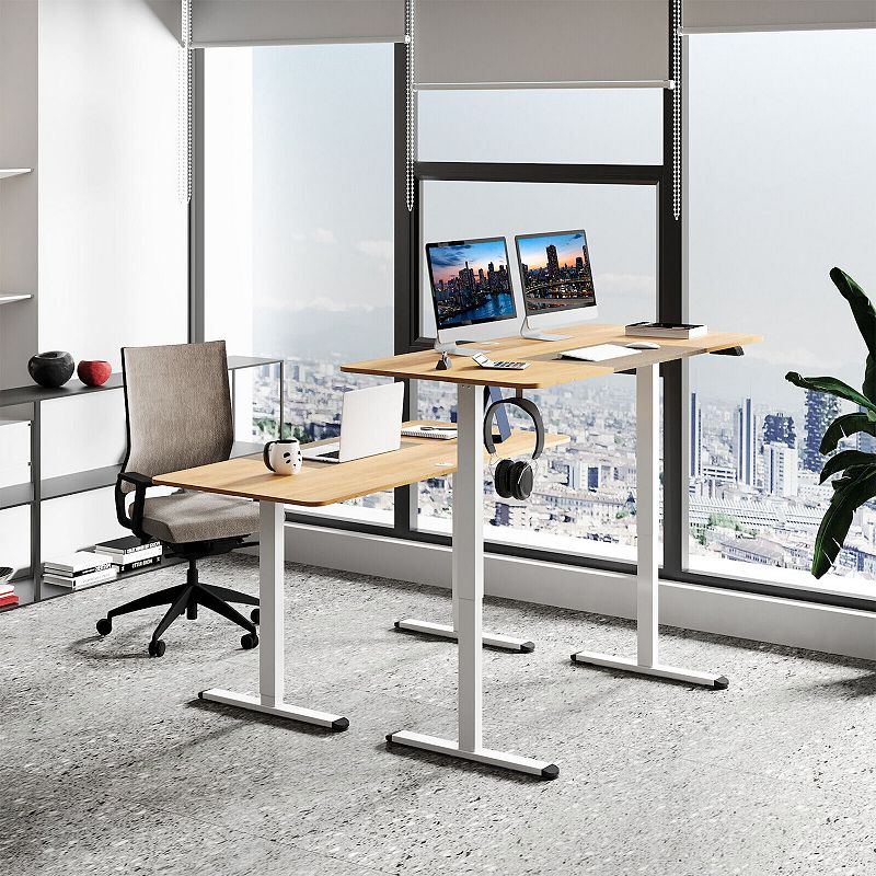 55 Inch Electric Height Adjustable Office Desk with Hook