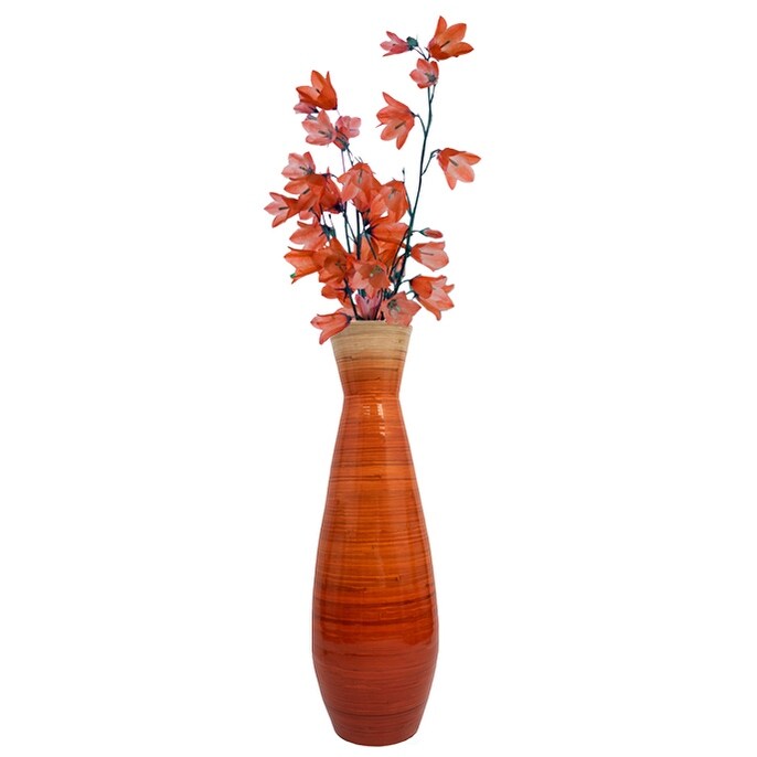 Uniquewise Classic Bamboo Floor Vase Handmade  For Dining  Living Room  Entryway  Fill Up With Dried Branches Or Flowers