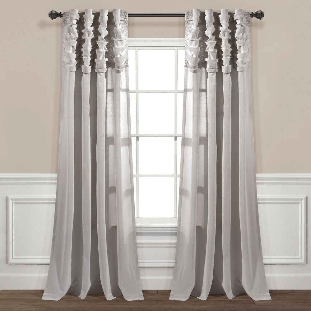 Lush Decor Ruched Waterfall Linen Window Curtain Single Panel   84\