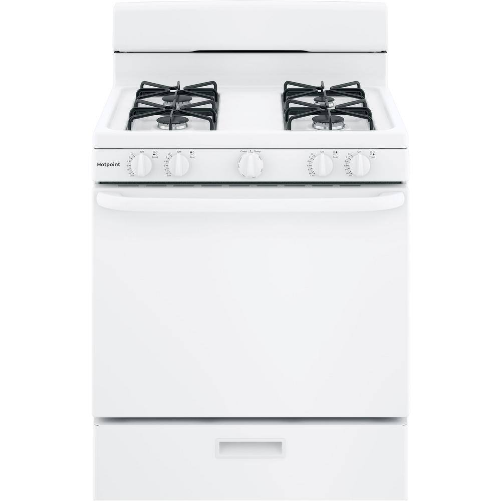 Hotpoint 30 in. 4.8 cu. ft. Freestanding Gas Range in White RGBS300DMWW