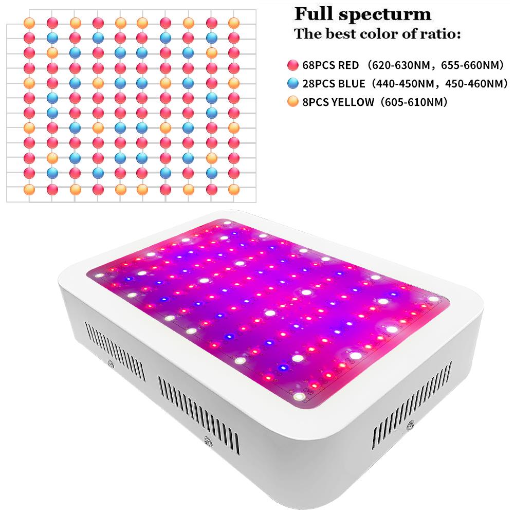 Zimtown 1200W Double Chips LED Grow Light Full Spectrum Panel Veg Flower Indoor Garden Medical Plants