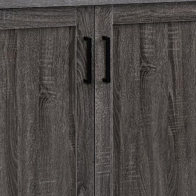 Wooden Accent Cabinet with 2 Doors with Grain Details， Gray