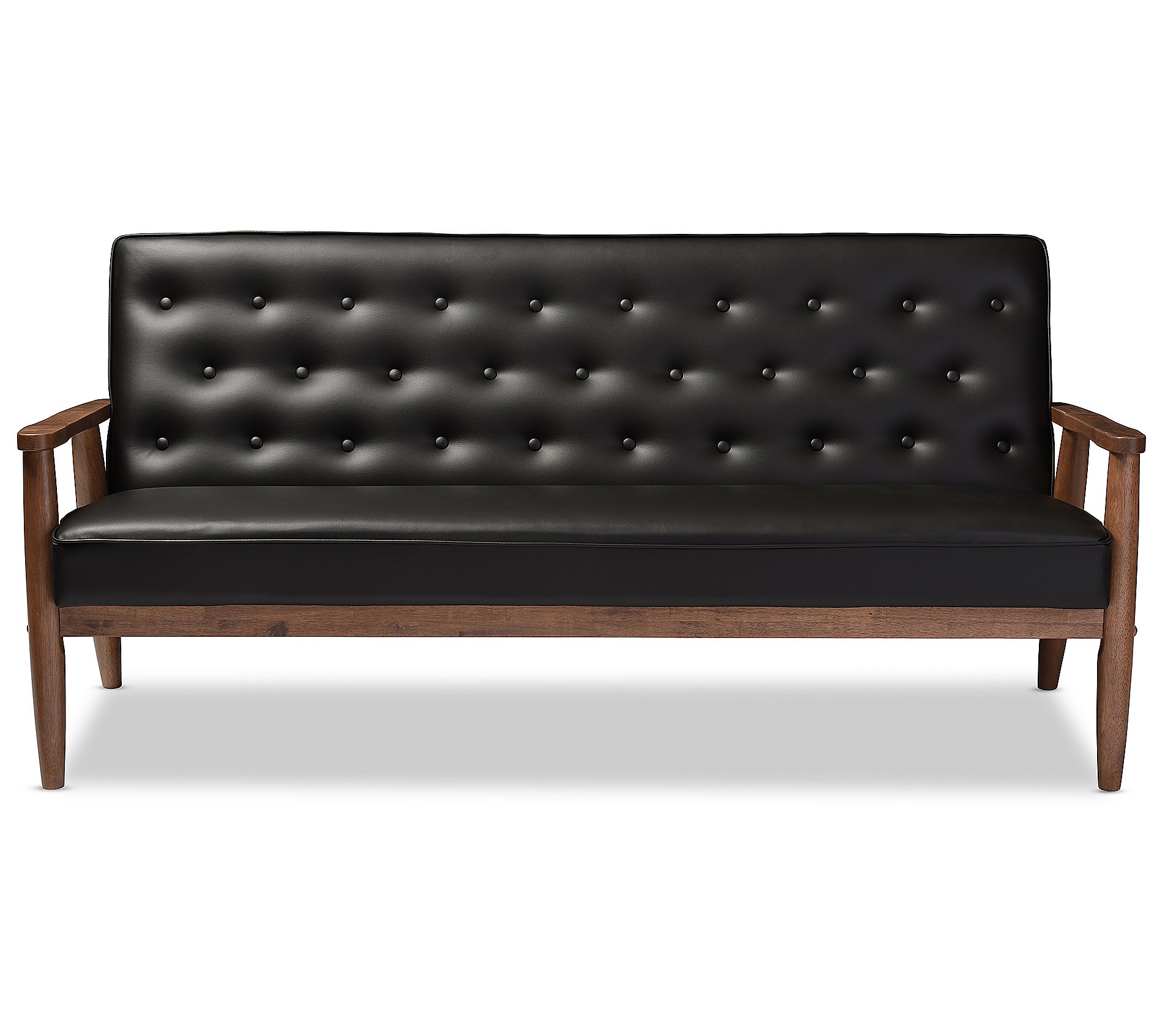 Sorrenti Mid-century Retro Modern Upholstered Wooden Sofa