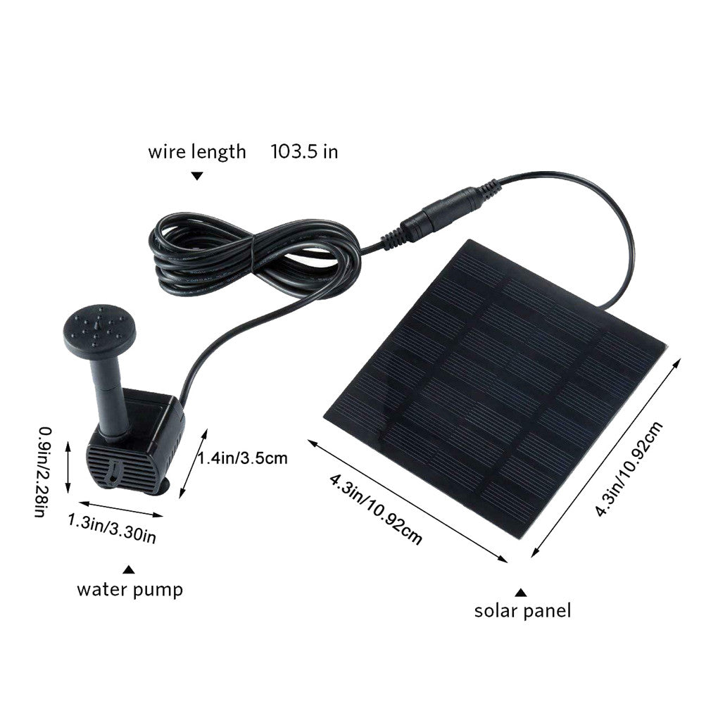 Solar Powered Water Fountain Pool Pond Water Sprinkler Sprayer with Water Pump and 3 Spray Heads