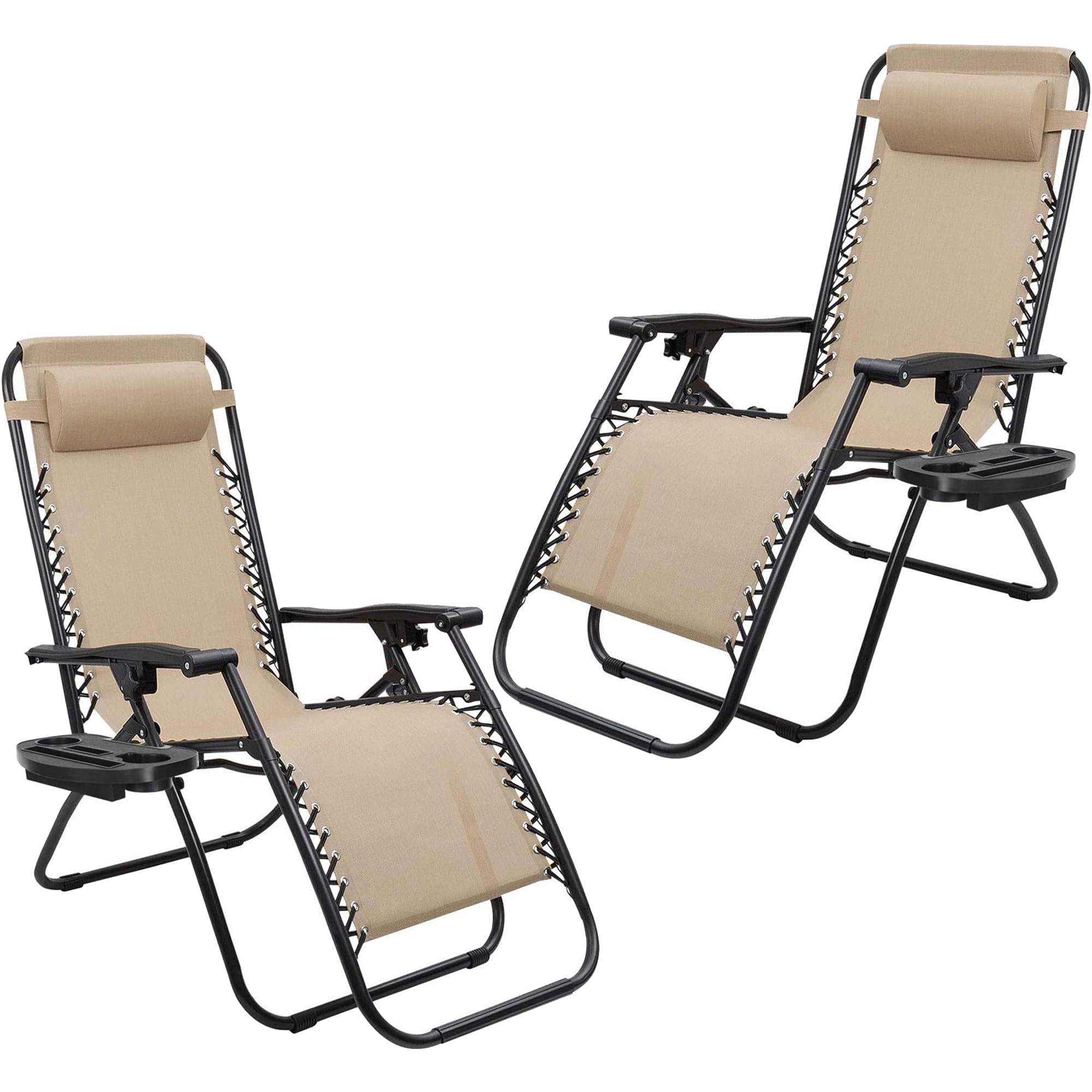 Devoko Zero Gravity Chair Outdoor Lounge Patio Chair Camp Reclining Lounge Chairs, Beige