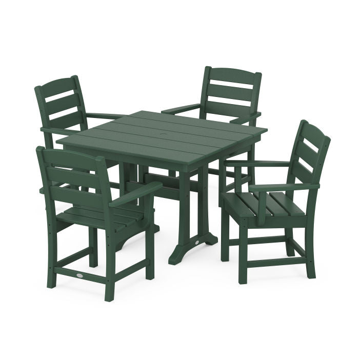 Polywood Lakeside 5-Piece Farmhouse Trestle Arm Chair Dining Set PWS638-1