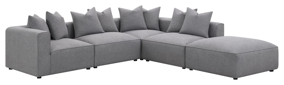 Jennifer Square Upholstered Ottoman Grey   Modern   Footstools And Ottomans   by Modon  Houzz