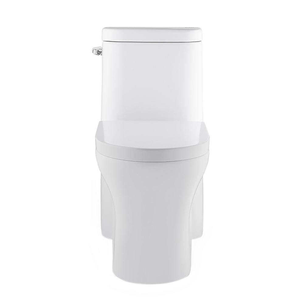 Swiss Madison Monaco 1-Piece 1.28 GPF Elongated Left Side Single Flush Handle Toilet in Glossy White SM-1T109