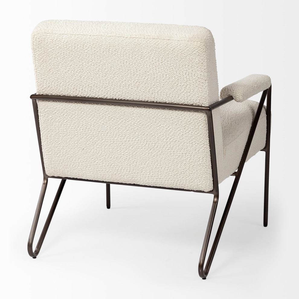 Vicunya Cream Fabric w/ Dark Gray Metal Frame Accent Chair   Midcentury   Armchairs And Accent Chairs   by Mercana  Houzz