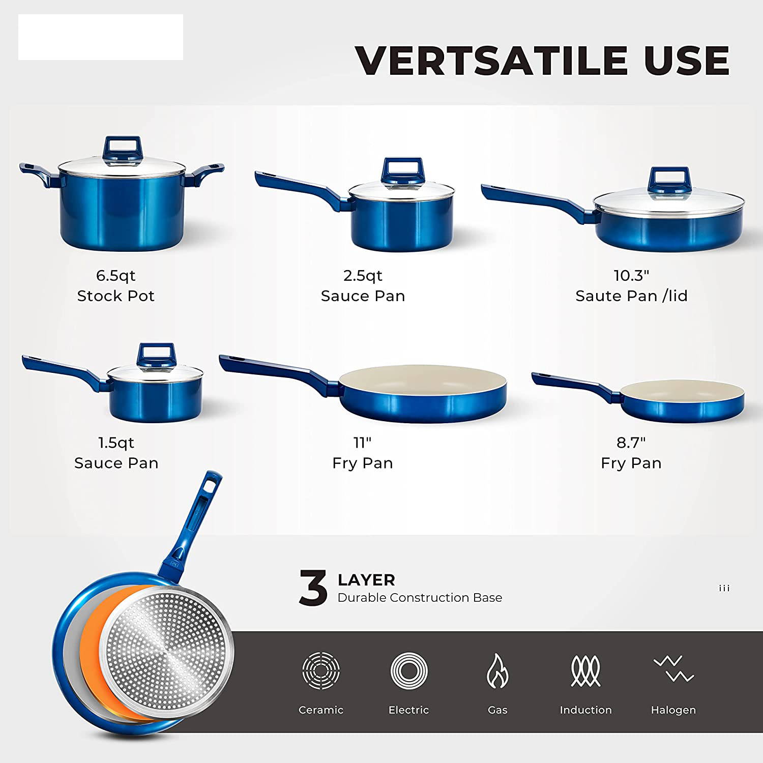 10 Pcs Pots and Pans Sets, Nonstick Cookware Set, Induction Pan Set, Chemical-Free Kitchen Sets, Saucepan, Saute Pan with Lid, Frying Pan, Red