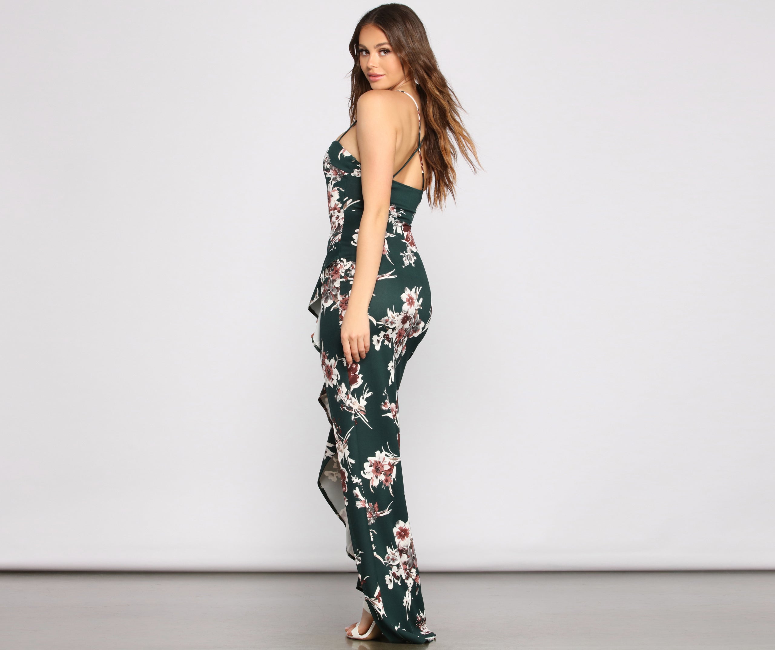 Marianna High Slit Floral Dress