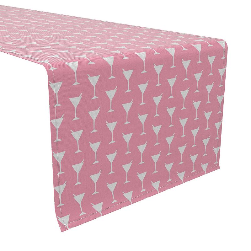 Table Runner， 100% Cotton， 16x72， Simple Martinis Pink