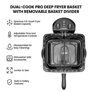 Chefman Deep Fryer 4.7 Qt. Stainless Steel Adjustable Temp and Timer Dual Cook Pro Deep Fryer RJ07-45-SS-D