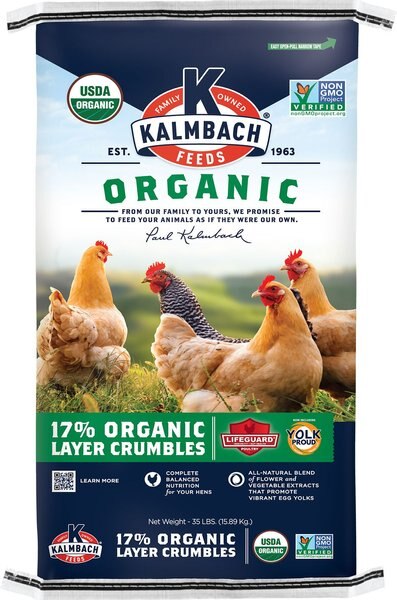 Kalmbach Feeds Organic 17% Layer Crumbles Chicken Feed， 35-lb bag