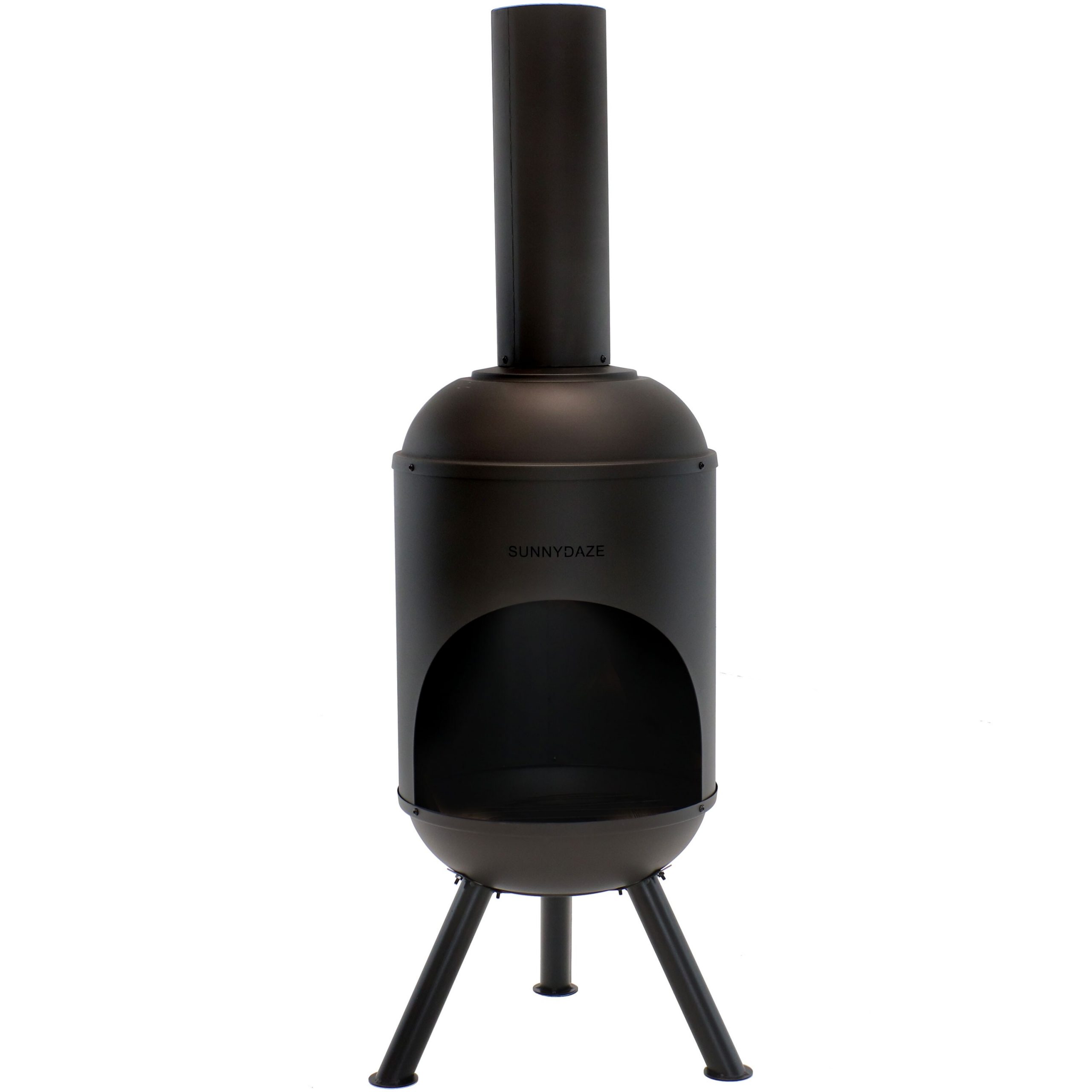 Sunnydaze Decor RCM-LG765 60-in H x 19-in D x 22-in W Black Steel Chiminea