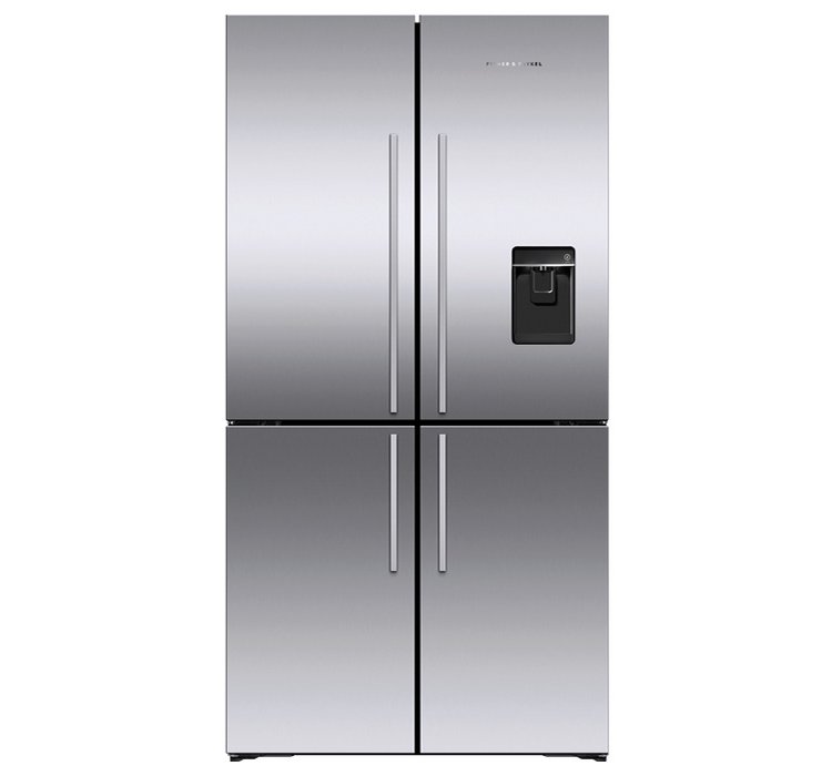 Fisher and Paykel Series 7 19 Cu. Ft. Stainless Steel Freestanding Quad Door Refrigerator Freezer， Ice and Water