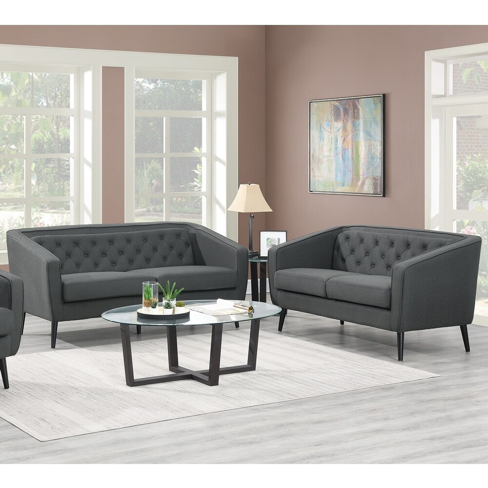 Multi Piece Mid Century Modern Tufted Tuxedo Arm Sofa Set