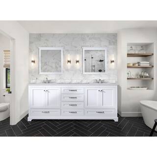 Lexora Dukes 80 in. W x 22 in. D White Double Bath Vanity without Top LD342280DA00000