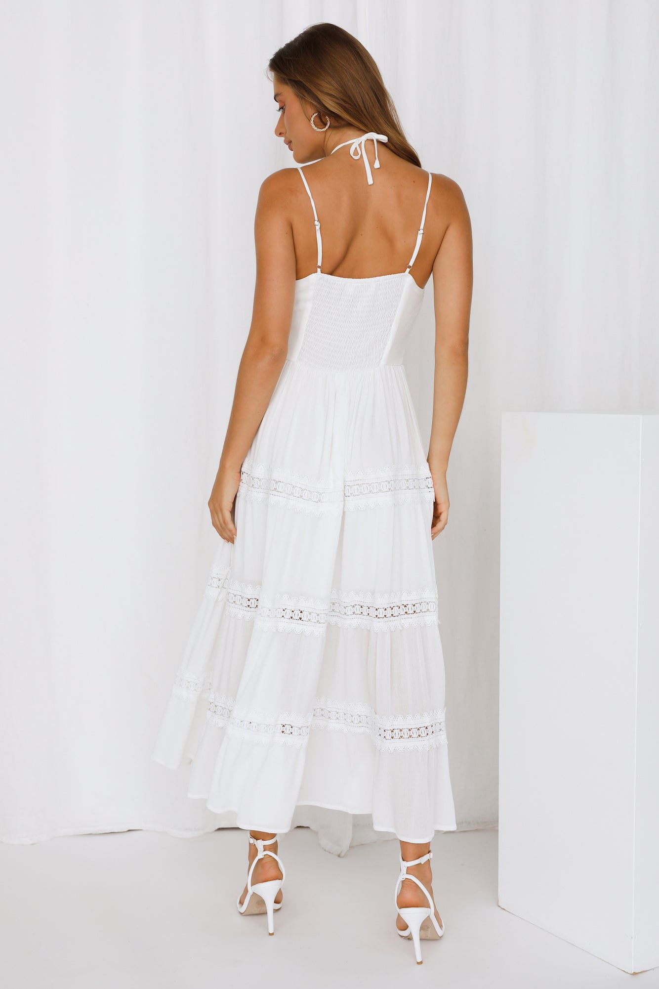 Sweeping Skies Midi Dress White