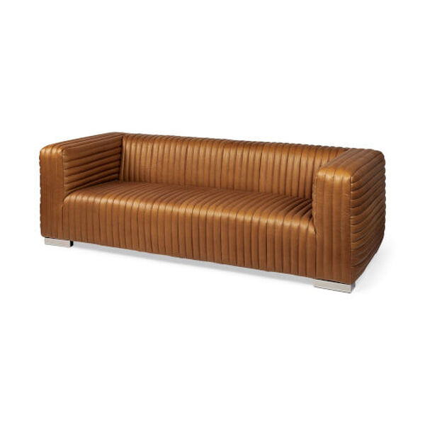 Ricciardo Cognac Leather Three Seater Sofa