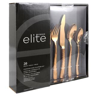 GIBSON elite Stonehenge 20-Piece Rose Gold Flatware Set (Service for 4) 985100554M