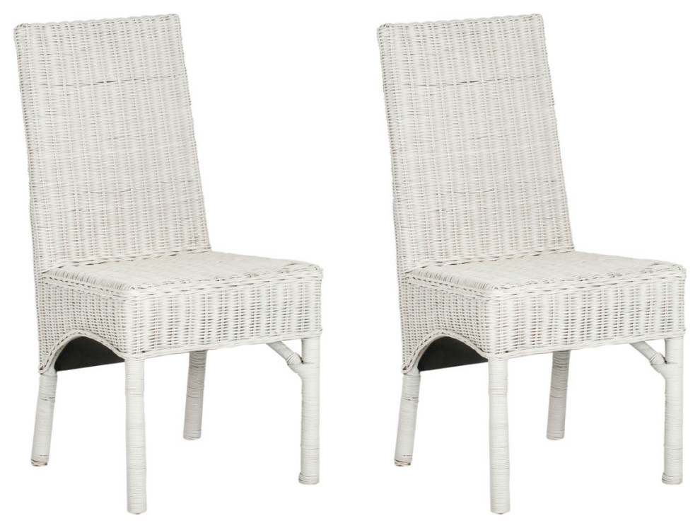 Blain 18 quoth Rattan Side  Set of 2 Chair White   Tropical   Dining Chairs   by Virgil Stanis Design  Houzz