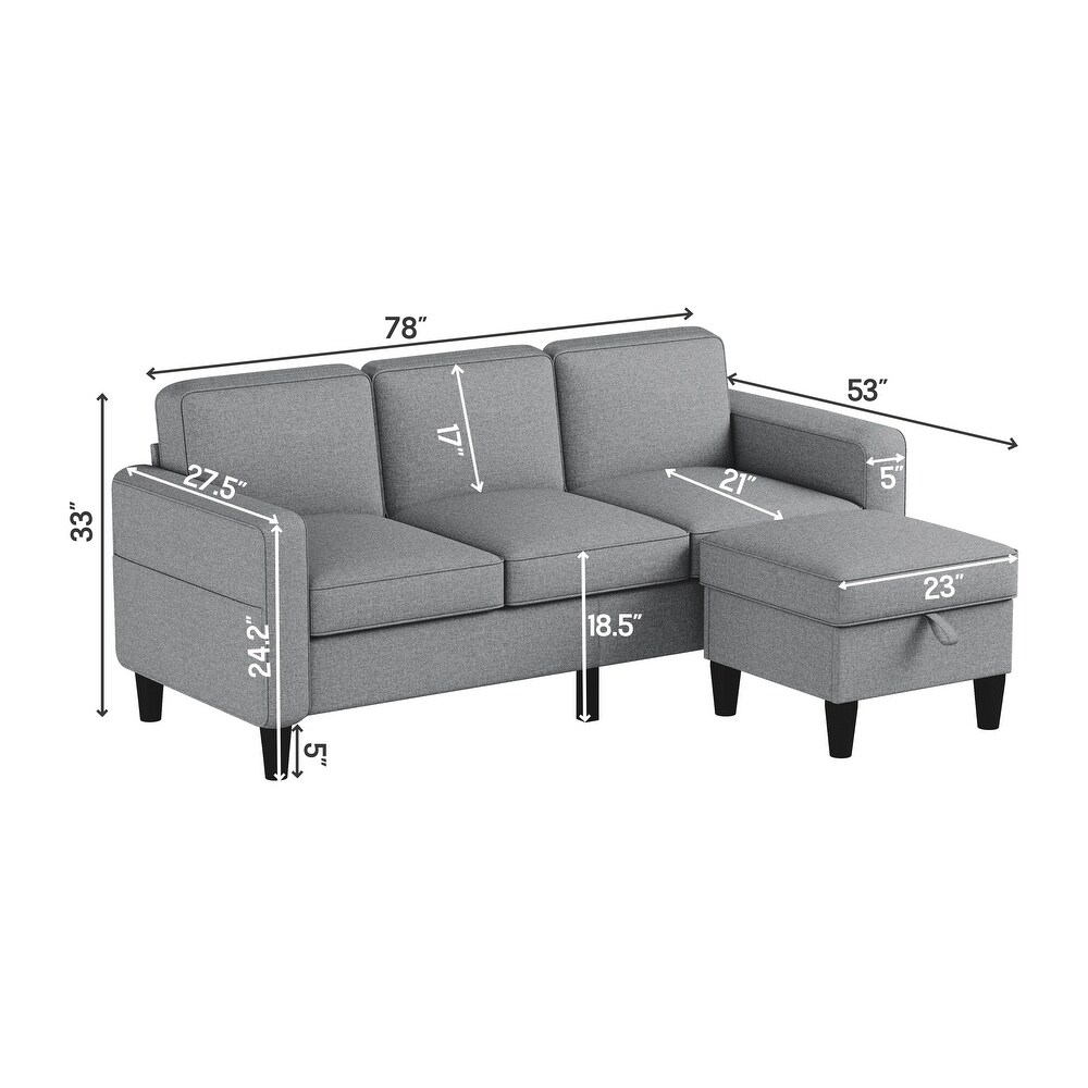 L shaped Sectional Sofa 3 seat Modular Recliner Sofa with Ottomans