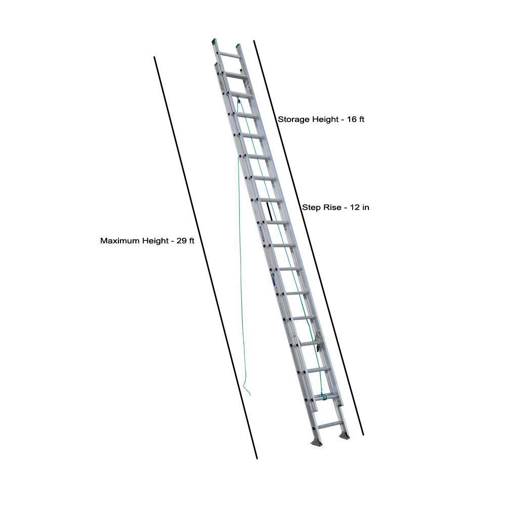 Werner 32 ft. Aluminum D-Rung Extension Ladder with 225 lb. Load Capacity Type II Duty Rating D1232-2