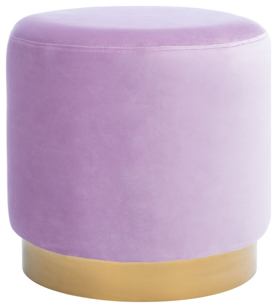 Zena Round Ottoman Lilac/ Gold   Contemporary   Footstools And Ottomans   by Peachtree Fine Furniture  Houzz