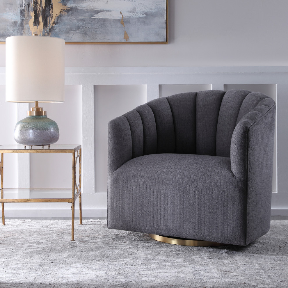 Uttermost Cuthbert Modern Swivel Chair   Modern   Armchairs And Accent Chairs   by Zin Home  Houzz