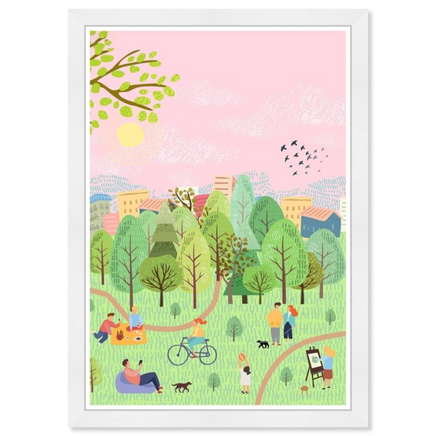 X 19 quot The Park Entertainment And Hobbies Framed Wall Art Green pink Olivia x27 s Easel