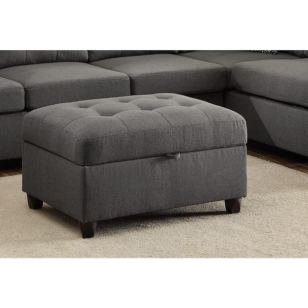 Simple Relax Tufted Fabric Upholstered Storage Ottoman In Gray