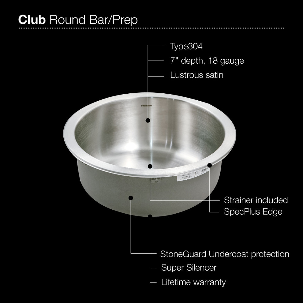 Houzer CF 1830 Club Series Undermount Round Bar/Prep Sink   Bar Sinks   by Buildcom  Houzz