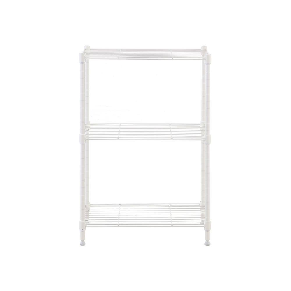 mzg White 3-Tier Steel Powder Coating Wire Garage Storage Shelving Unit (18 in. W x 26 in. H x 12 in. D) E304567OW301LB