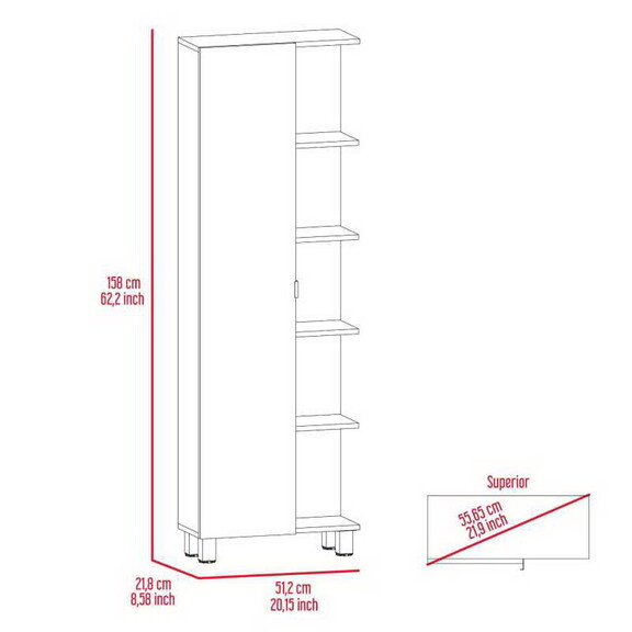 Portland 5 Shelf Tall Cabinet Black Wengue B062802...