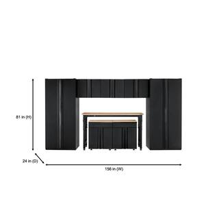 Husky 8-Piece Heavy Duty Welded Steel Garage Storage System in Black (156 in. W x 81 in. H x 24 in. D) HTC820231