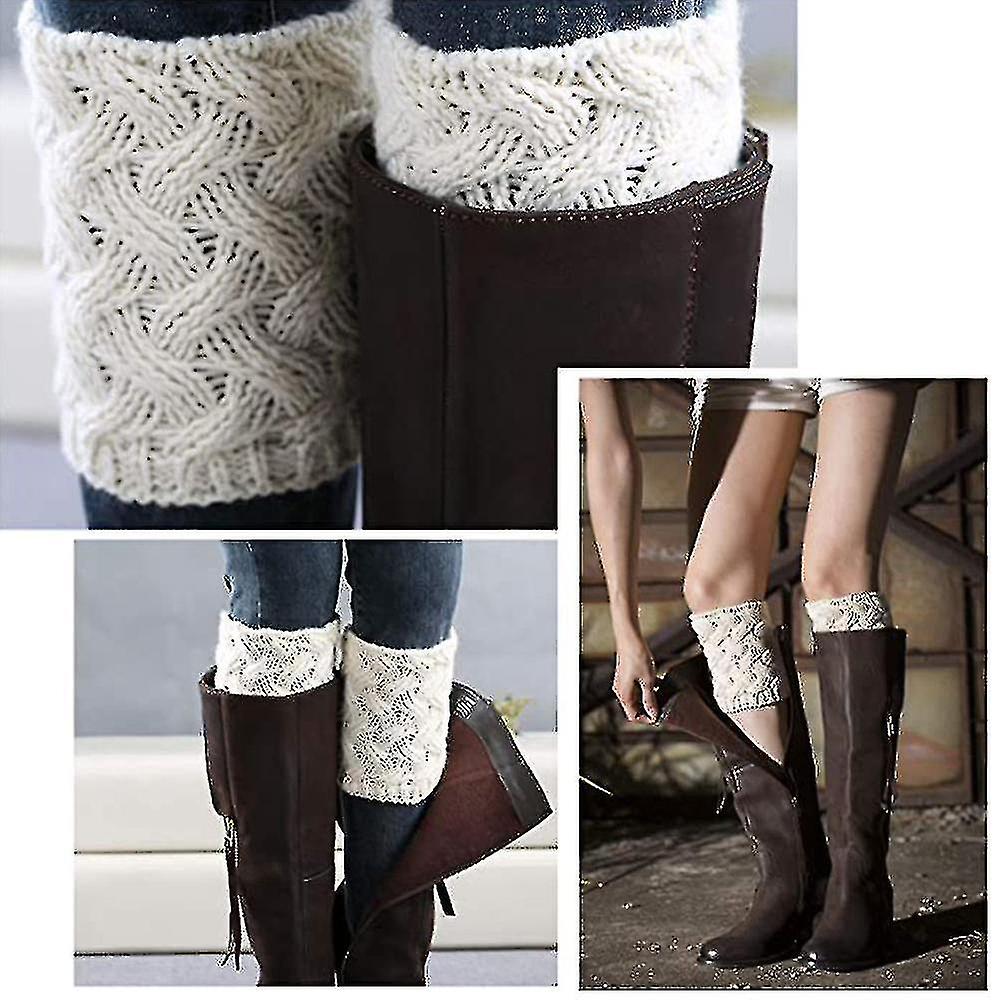 4 Pairs Womens Boot Socks Warm Boot Cuffs Topper Socks