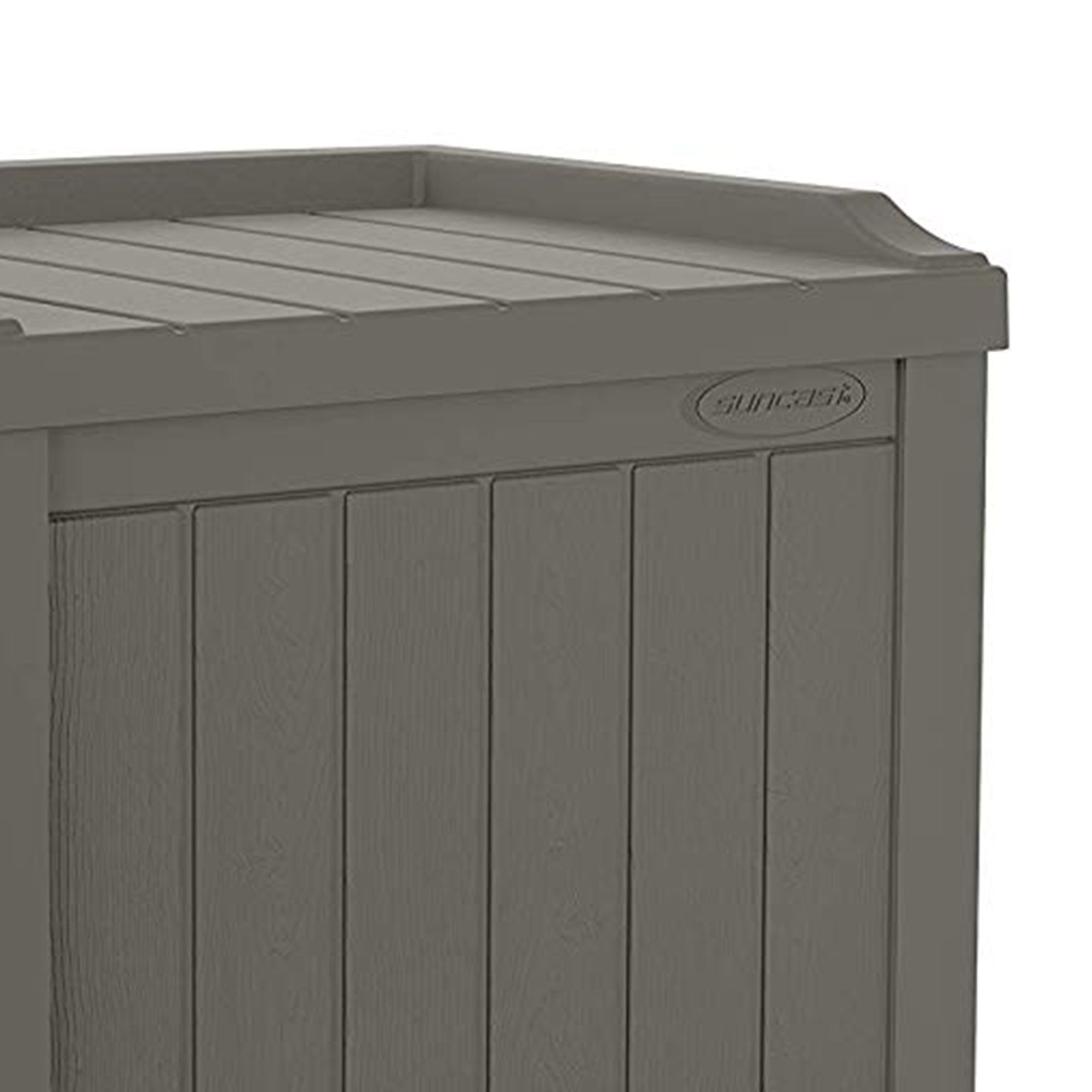 Suncast 22 Gal Outdoor Patio Small Deck Box w/ Storage Seat, Stone (2 Pack)