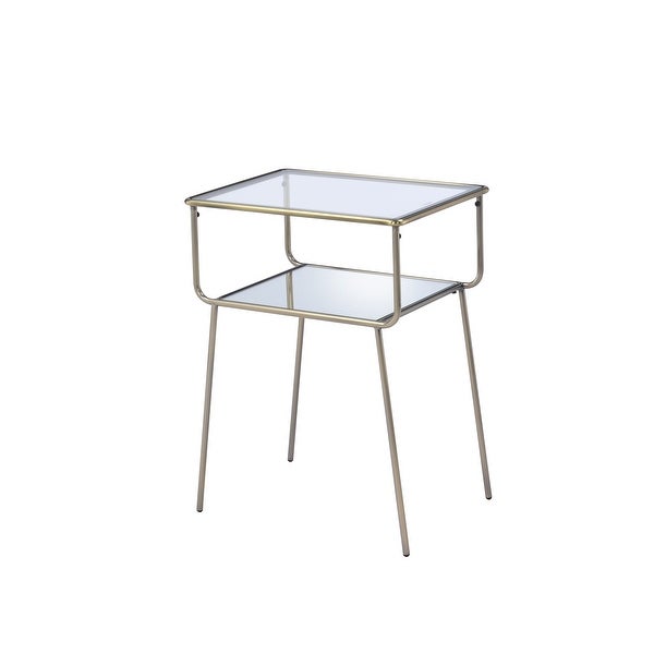 Clear Glass Nightstand Metal Frame Side Table with Storage