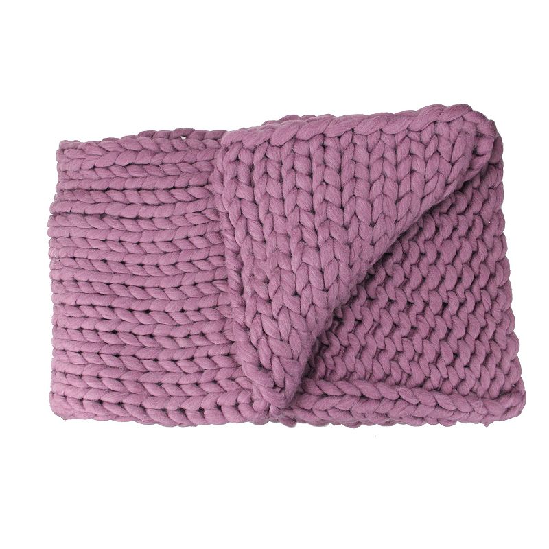 Mulberry Purple Cable Knit Plush Throw Blanket 50 x 60