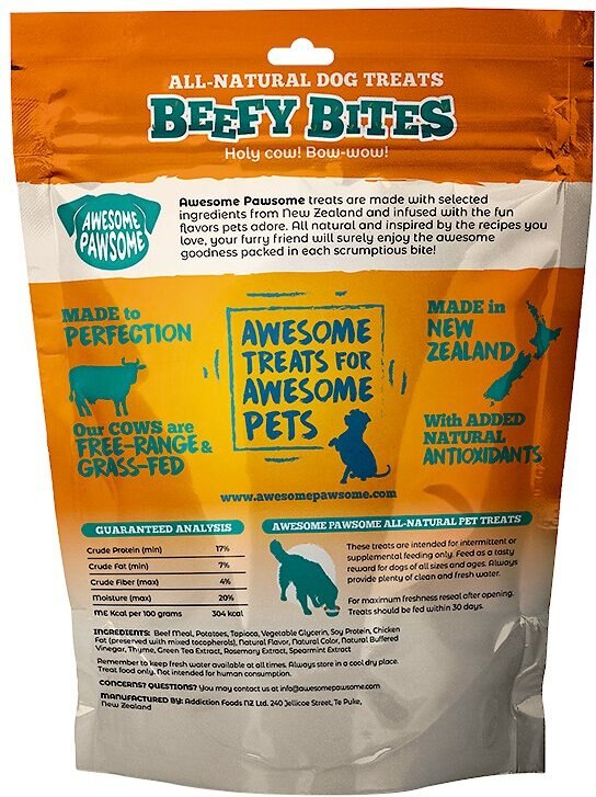 Awesome Pawsome Beefy Bites Dog Treats， 3-oz bag