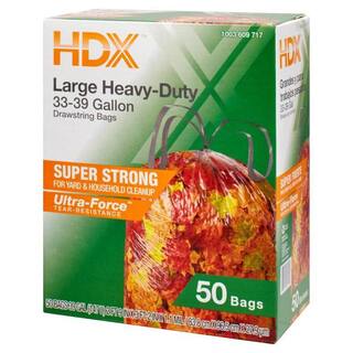 HDX 39 Gal. Clear Flex Drawstring Trash Bags (50-Count) - For Outdoor Yard Waste and Industrial TBD