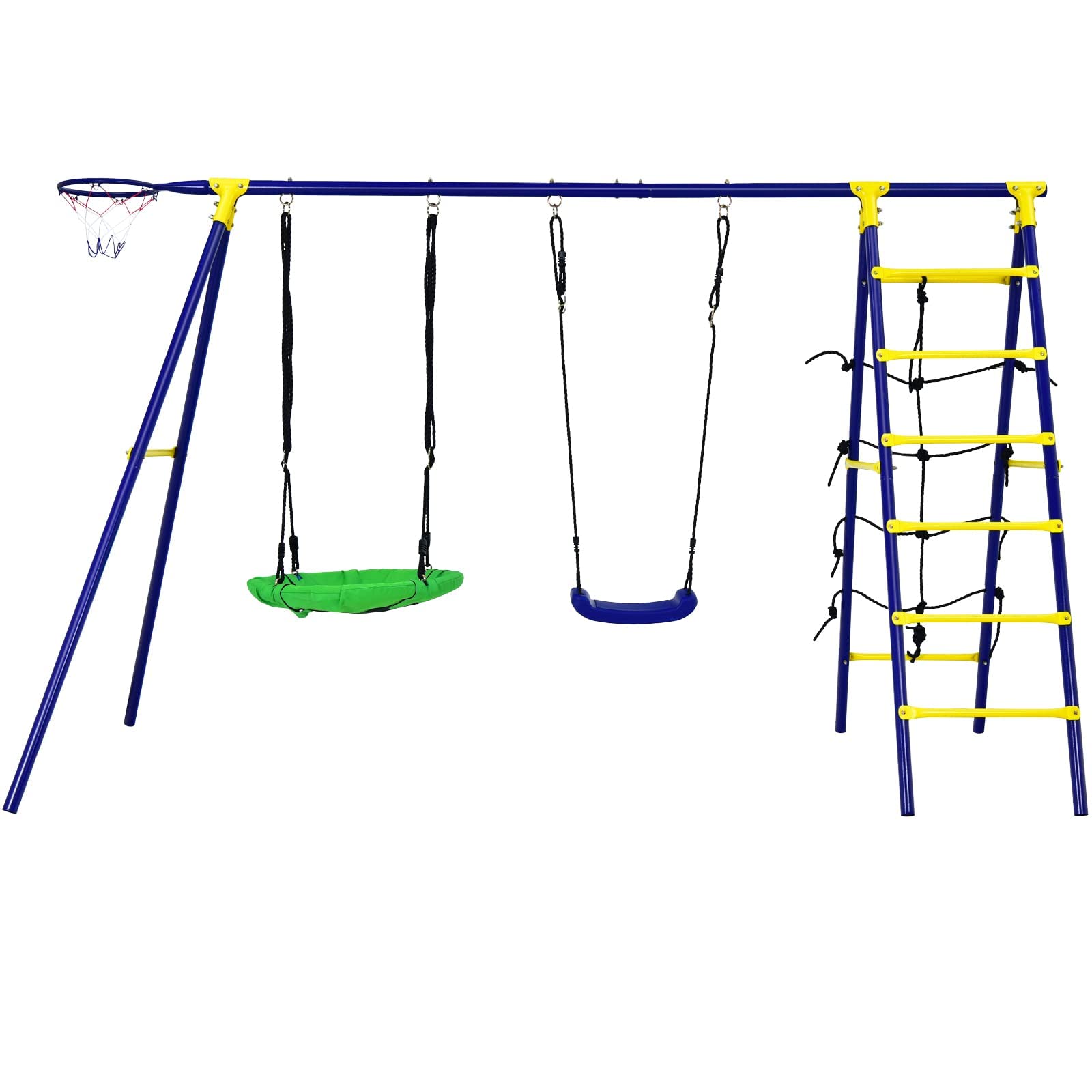 Costzon 550lbs Swing Sets for Backyard with Climbing Ladder/Net (5-in-1 Swing Set)